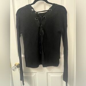 Garage Black Knit Sweater with Tie